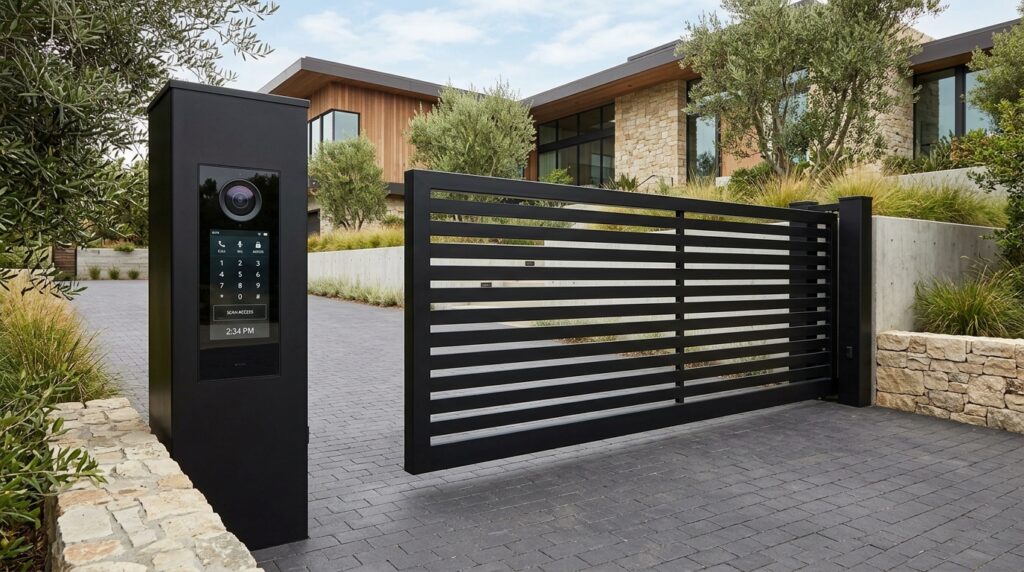 matte black security gate cantil… 202606121104
