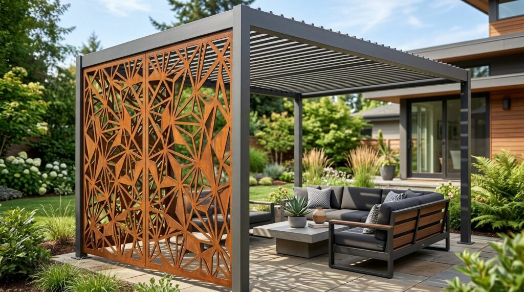 metal canopy with corten steel 202606152032