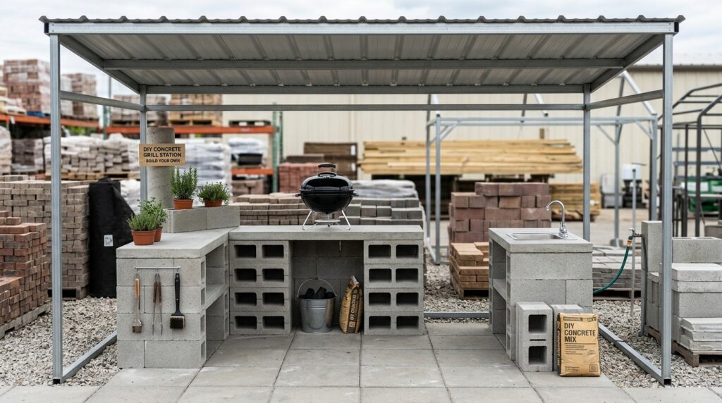 metal carport with concrete blocks 202606152135