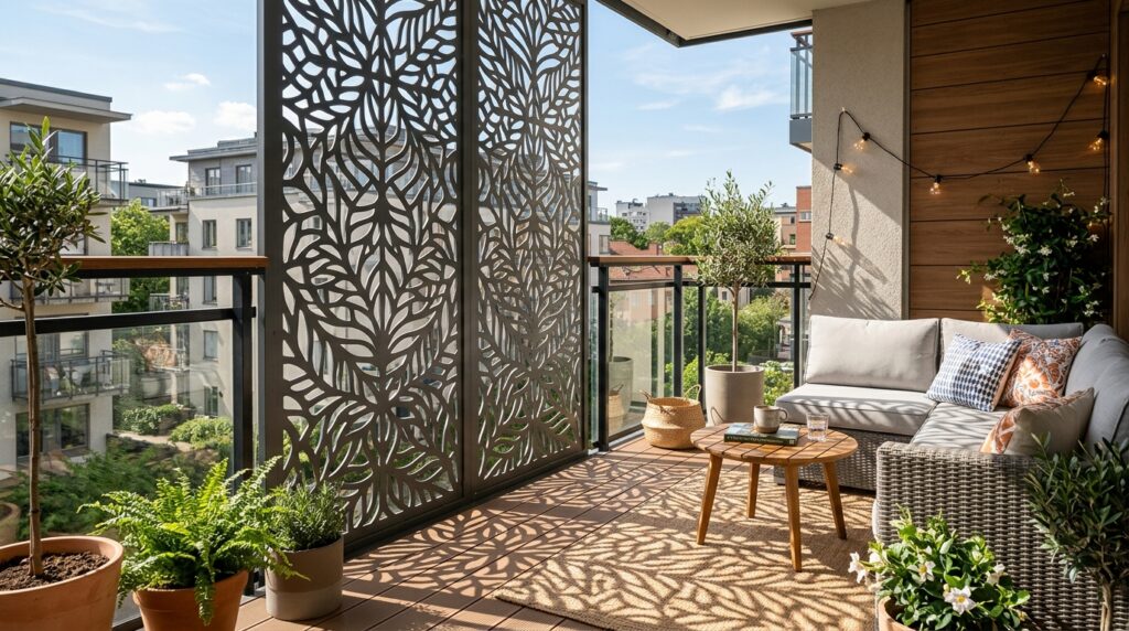 Modern Outdoor Balcony Designs For Luxury Urban Living metal panel blocks view sunlight 202606070740