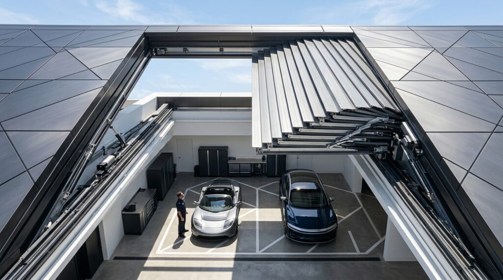 metallic roof opening vehicle bay 202606081749