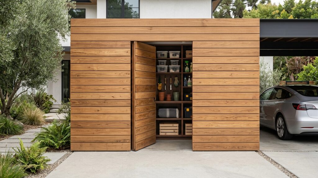minimalist carport wall teak wood 202606042150