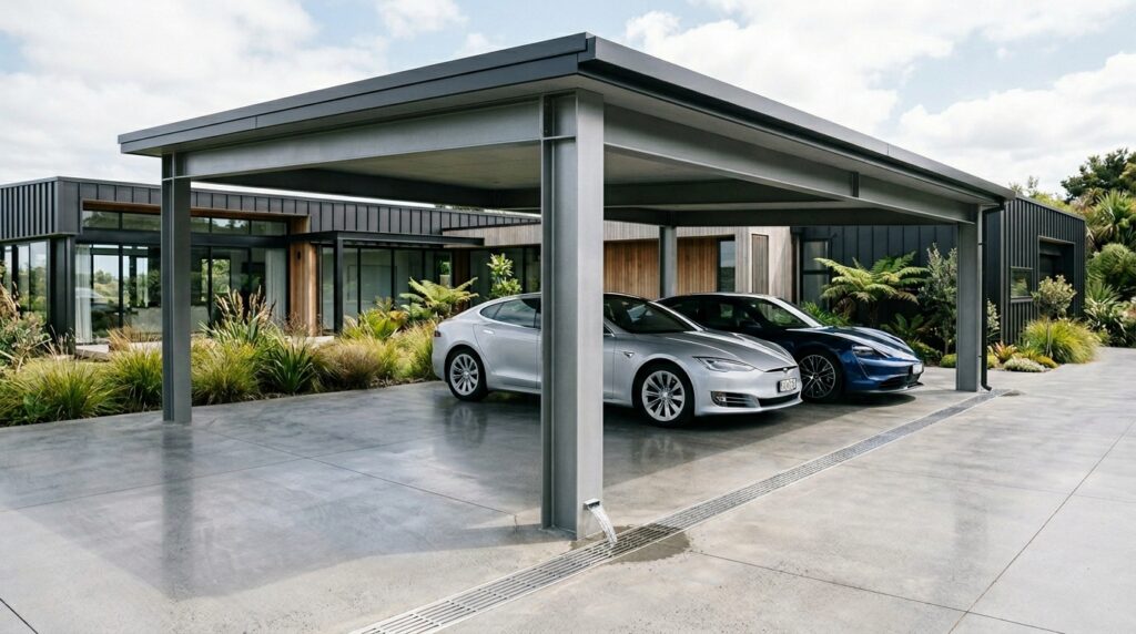 Minimalist Hidden Drainage Carport Designs for Clean Lines minimalist double carport steel … 202606161246