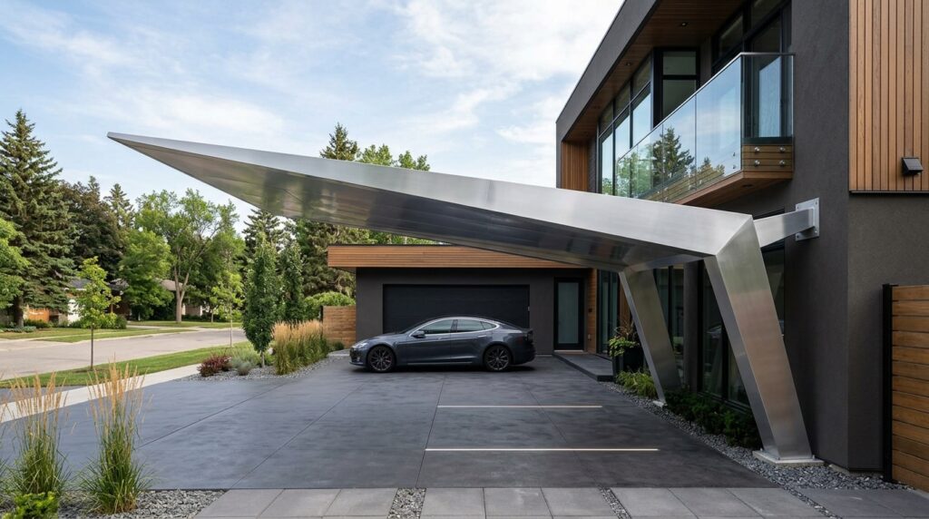 minimalist driveway metallic canopy 202606152026