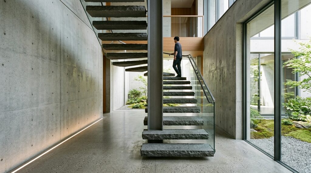 minimalist hallway with stone st… 202606081715