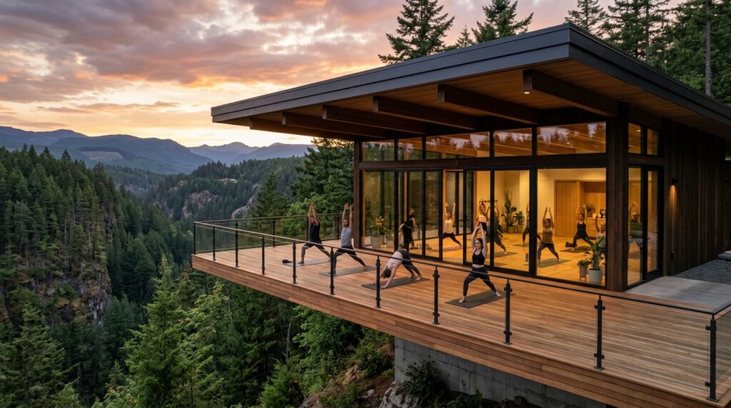 minimalist yoga studio cedar deck 202606131105