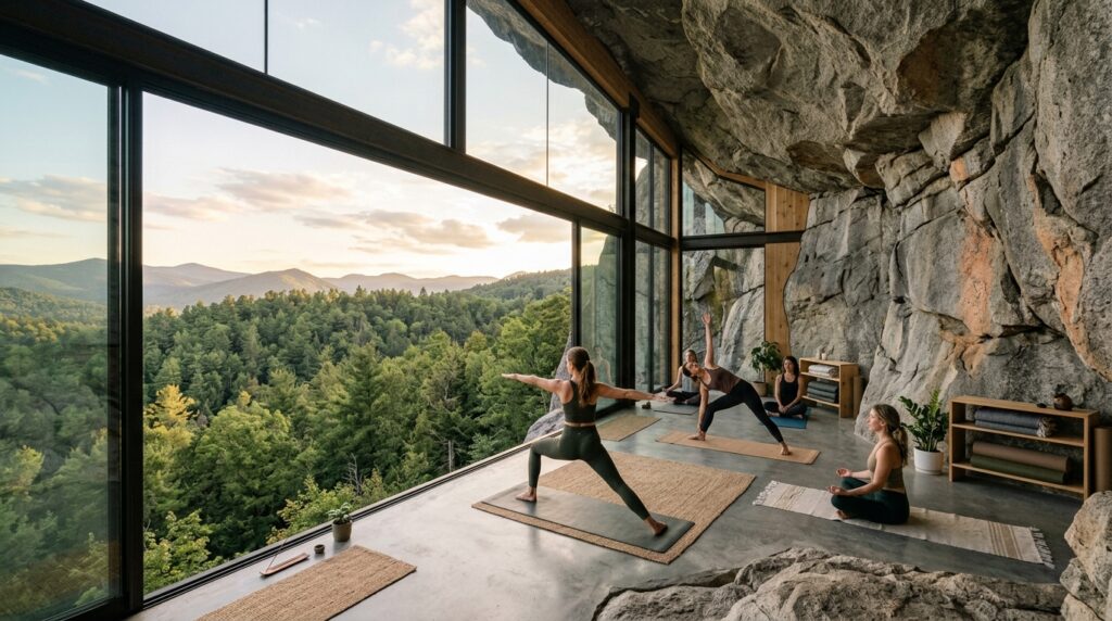 minimalist yoga studio cliff face 202606131105