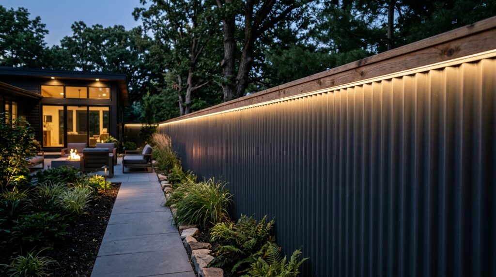 modern backyard fence led lighting 202606111118