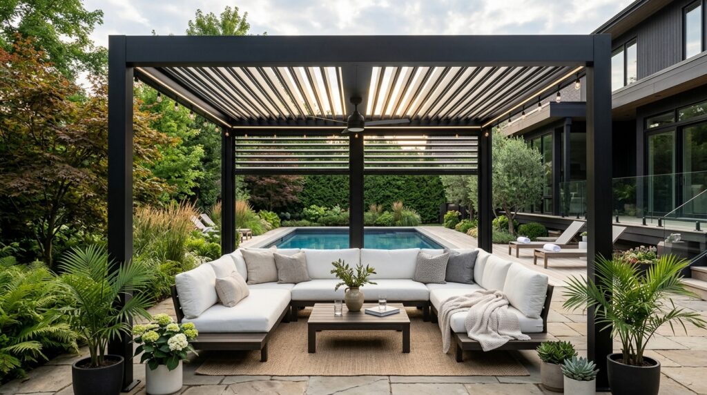 Modern Patio Gazebo Ideas For Luxury Outdoor Lounging modern backyard gazebo outdoor sofa 202606062109