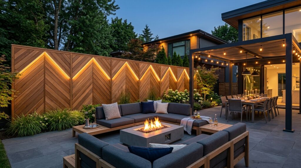 modern backyard patio chevron wall 202606111415
