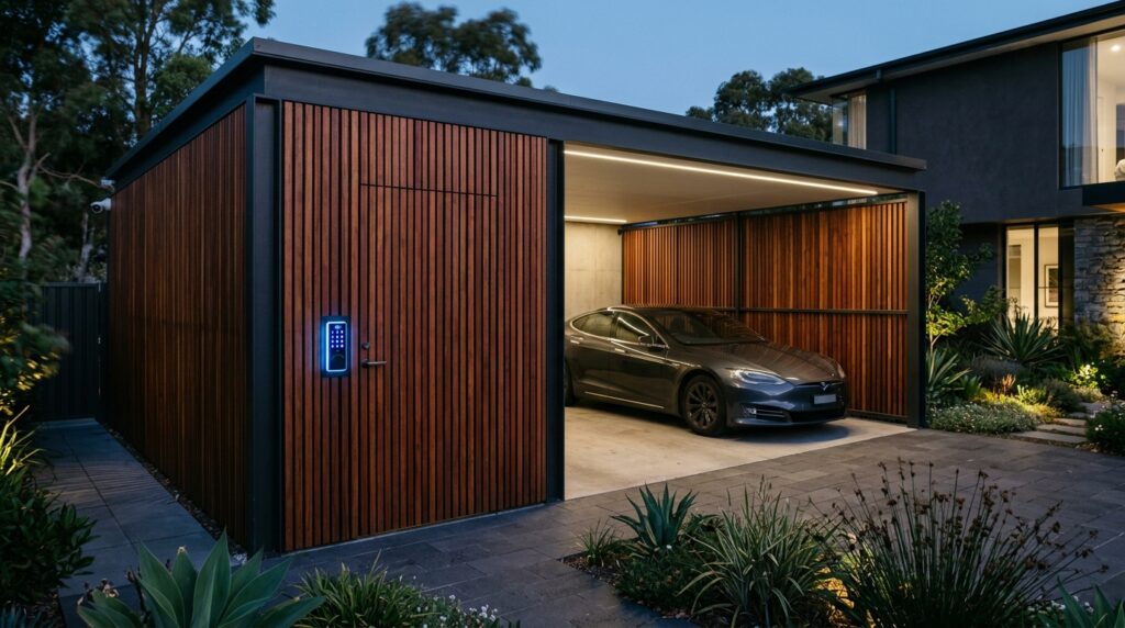 modern carport with mahogany screen 202606161118
