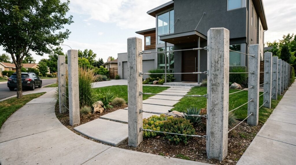 Architectural Frontyard Manifestos for Uncompromising Curb Appeal modern front yard concrete pillars 202606081940