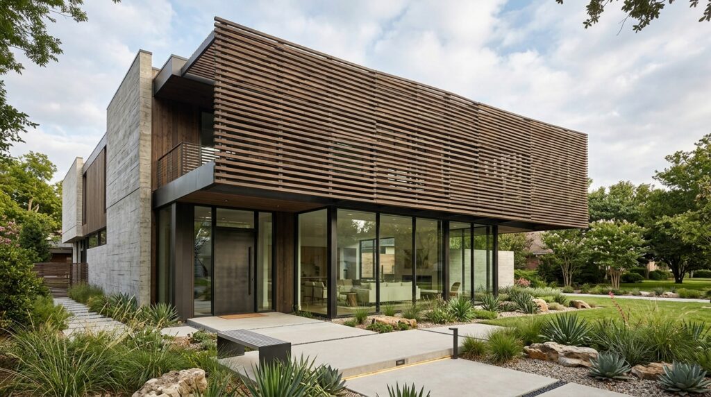 modern house slatted wooden screen 202606131217