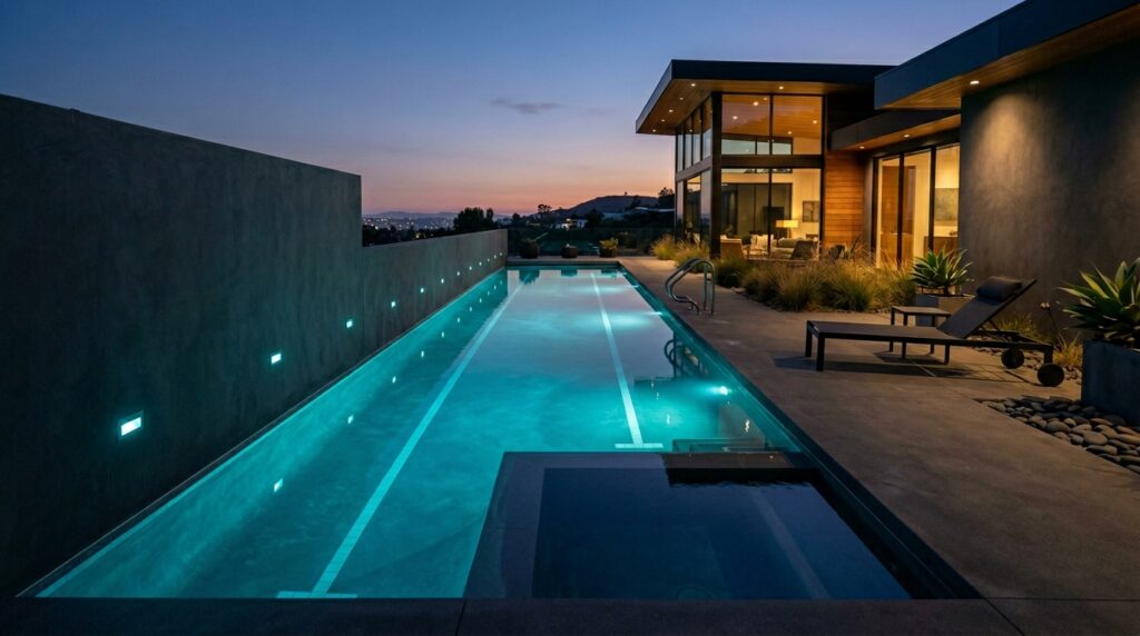 modern lap pool at dusk 202606110344