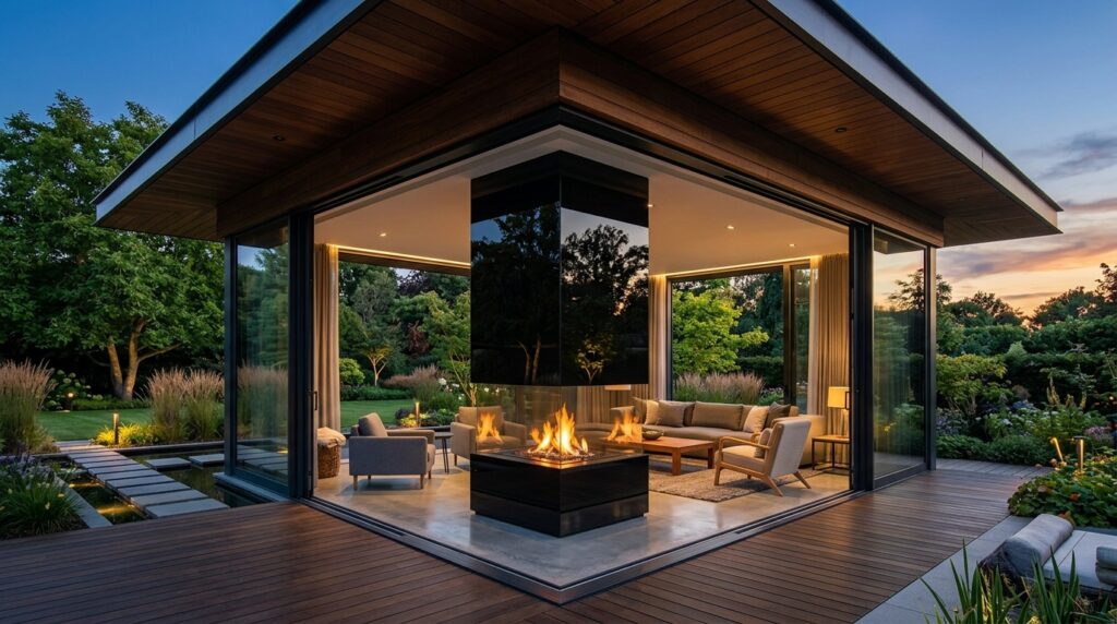 Ultimate Outdoor Entertaining Pavilions with Integrated Fireplaces modern pavilion with cantilevere… 202606131204 (1)