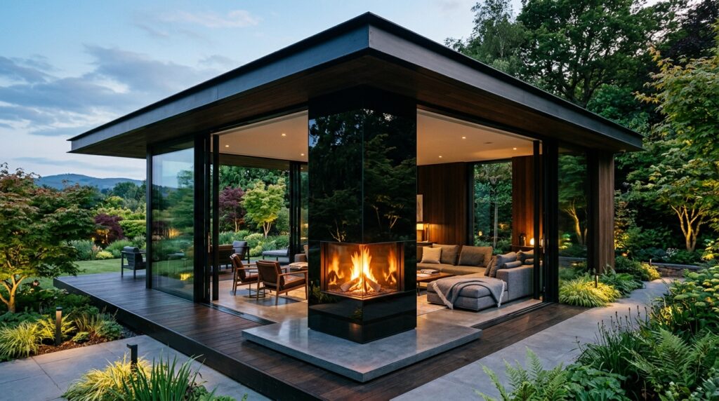 Ultimate Outdoor Entertaining Pavilions with Integrated Fireplaces modern pavilion with cantilevere… 202606131204