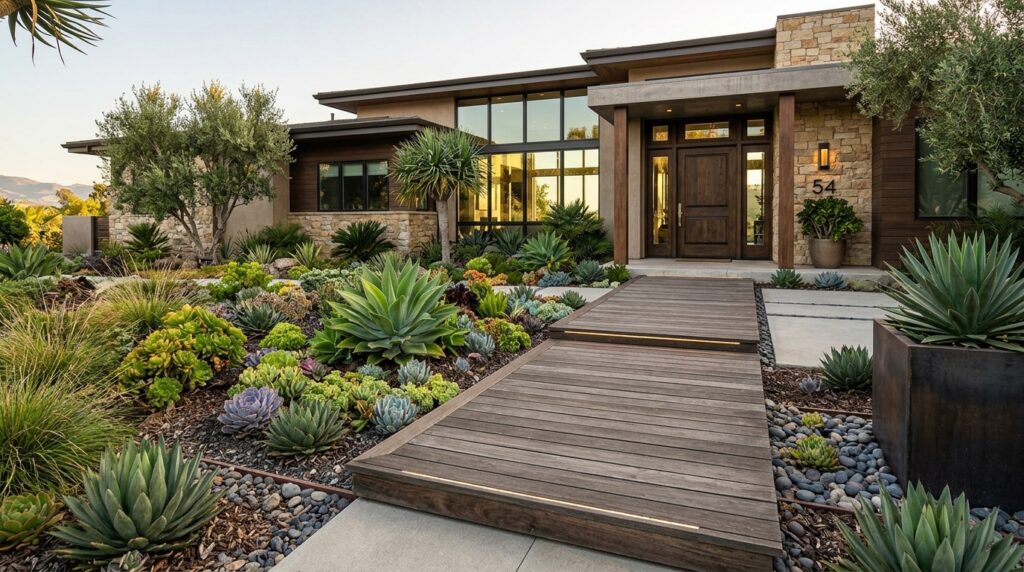 Modern Pathways and Walkway Ideas For a Luxurious Entry modern villa entrance succulent … 202606062042