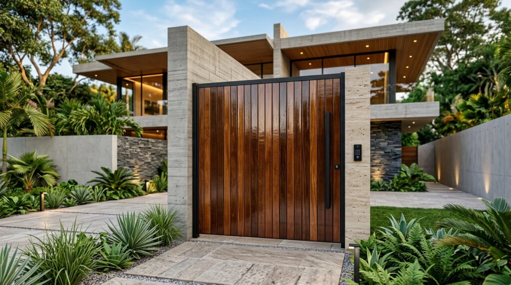 Modern Main Gate Designs For a Luxurious First Impression modern villa entrance wood gate 202606070711