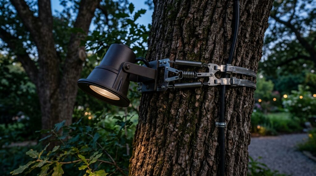 moonlighting fixture on tree trunk 202606101343