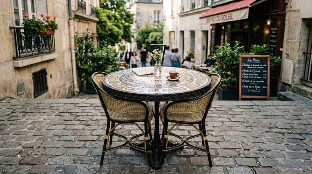 Outdoor Balcony Oasis Ideas For Cozy Urban Living mosaic bistro table two chairs 202606061621