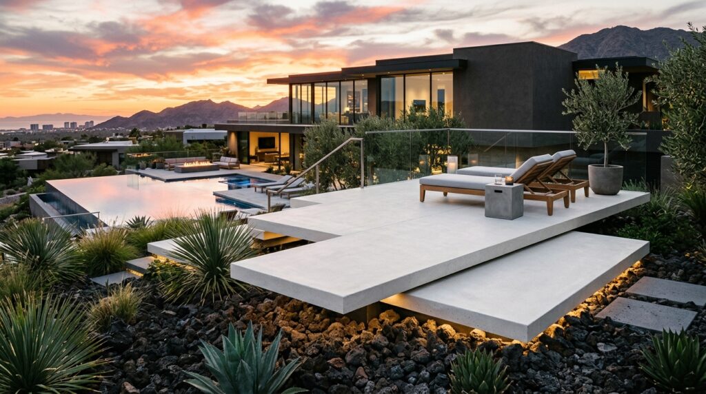 Raised Sun Decks Positioned Perfectly for Golden Hour Views multi level backyard with sun deck 202606141827