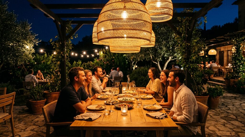 nighttime outdoor dining table i… 202606051223