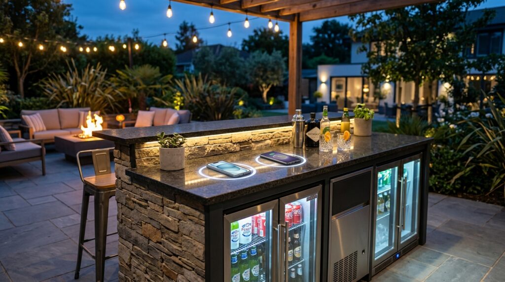 Under-Counter Beverage Center Setups Perfect for Summer Parties outdoor bar island charging smar… 202606181745