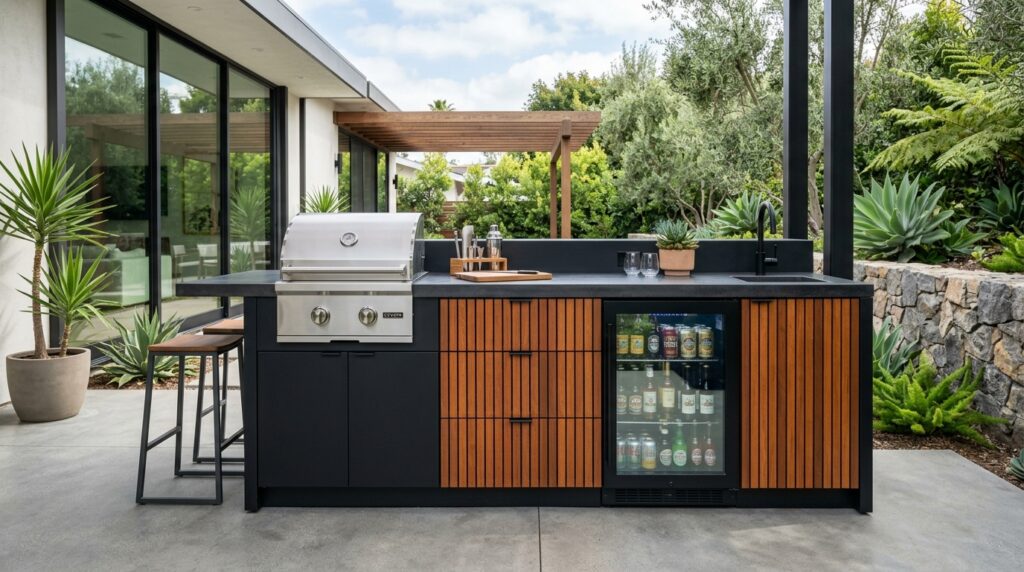 Under-Counter Beverage Center Setups Perfect for Summer Parties outdoor bar kitchen with fridge 202606181737