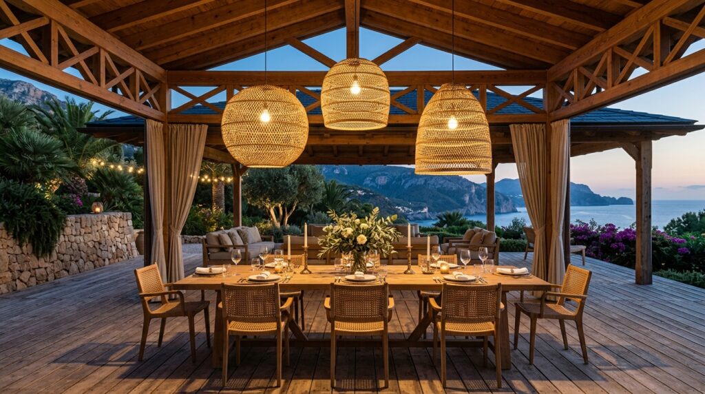 Modern Pergola Deck Ideas For Premium Backyard Luxury outdoor dining room under pavilion 202606070910
