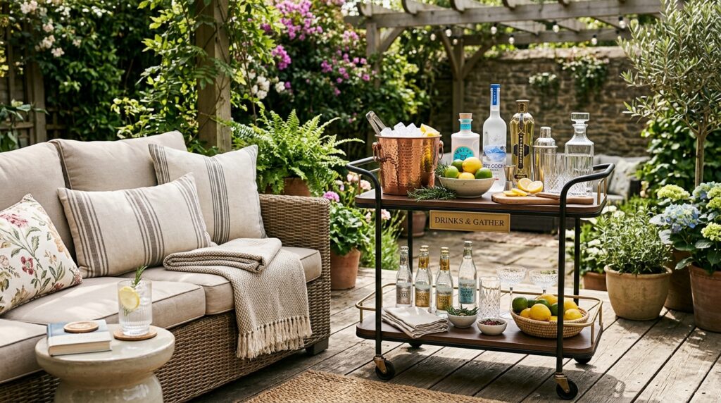 Modern Outdoor Kitchen And Bar Ideas For Premium Backyard Hosting outdoor drink cart with lemons 202606071606