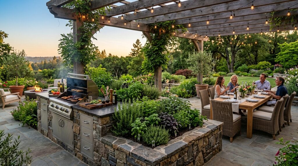 Raised Garden Bed Layouts to Frame Your Main Seating Patio outdoor kitchen dining patio her… 202606141317