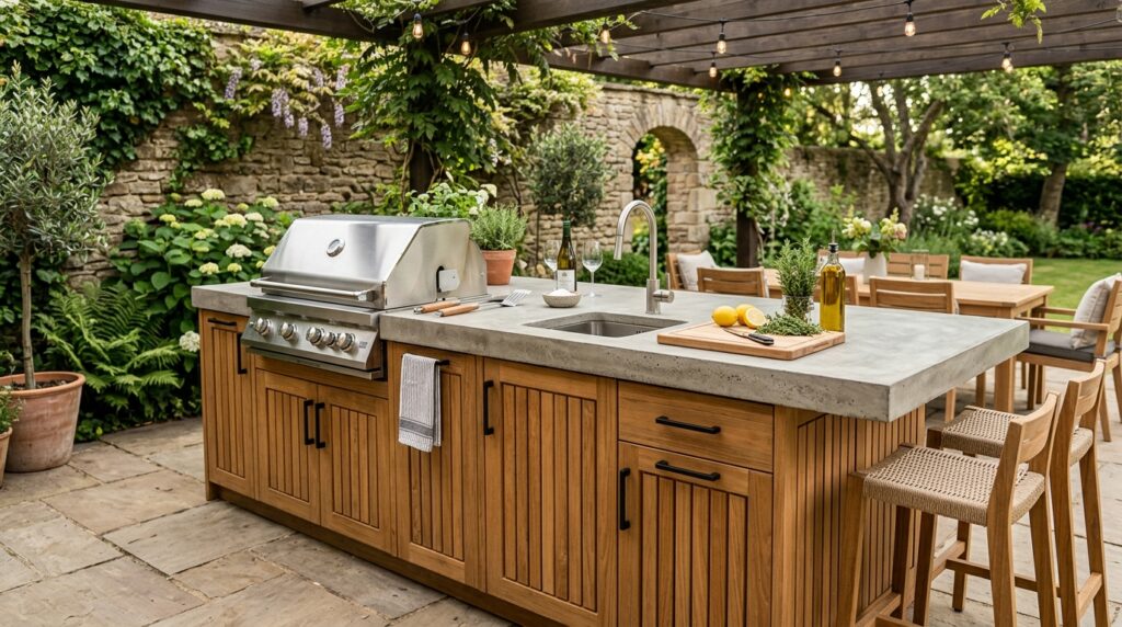 Outdoor Kitchen and Bar Ideas for Ultimate Backyard Fun outdoor kitchen island concrete … 202606061834