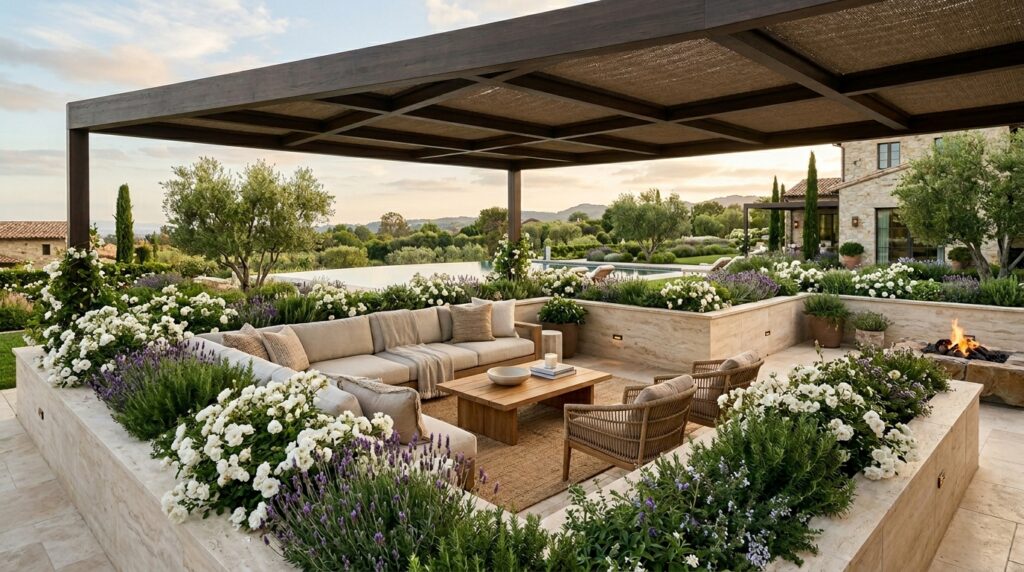Raised Garden Bed Layouts to Frame Your Main Seating Patio outdoor living room patio garden 202606141313