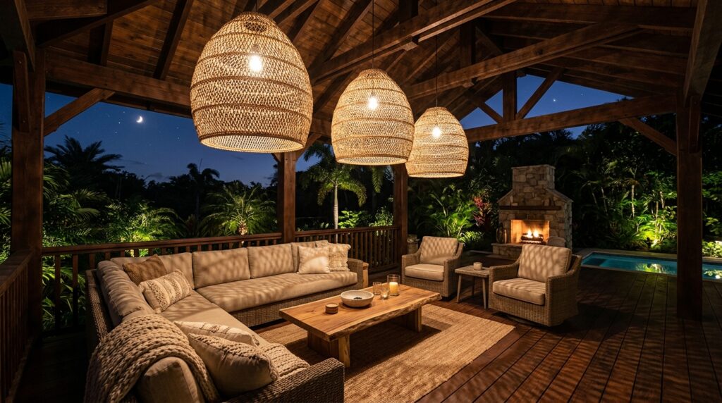 Modern Patio Gazebo Ideas For Luxury Outdoor Lounging outdoor living room with light 202606062107