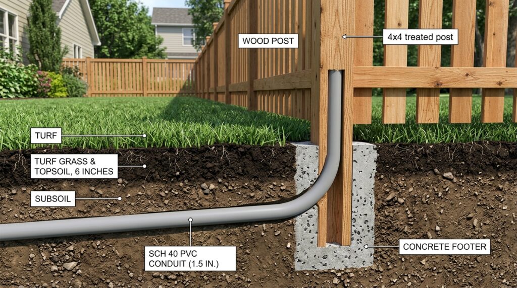 pvc conduit under lawn fence 202606111439