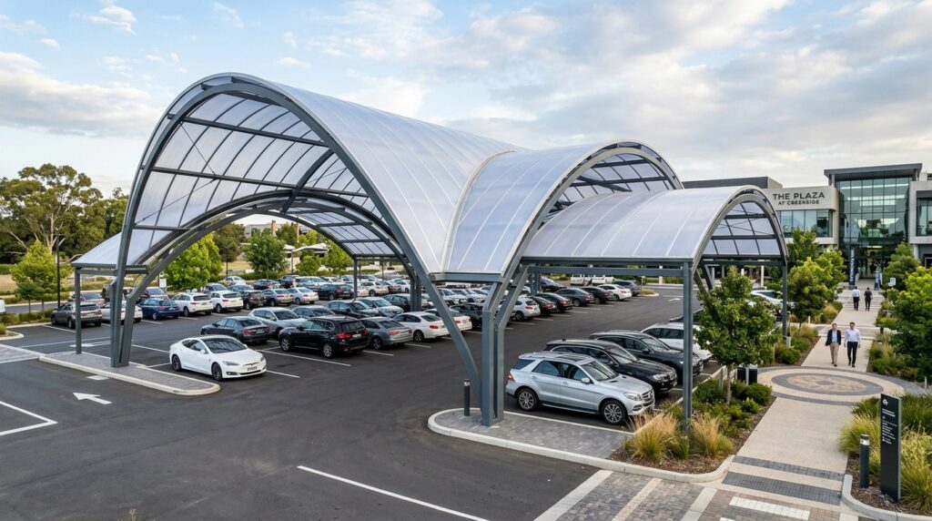 Polycarbonate Arched Roof Carports for Maximum Weather Protection parking area with arched roofs 202606161148