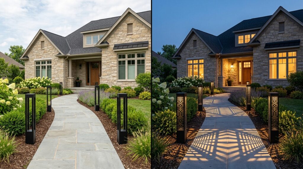 Modern Pathways and Walkway Ideas For a Luxurious Entry pathway with black metal light 202606062041