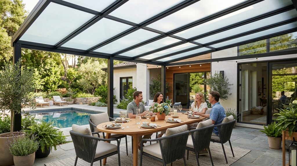 Creative Covered Patio Ideas for Year-Round Outdoor Living patio cover with glass panels 202606071414