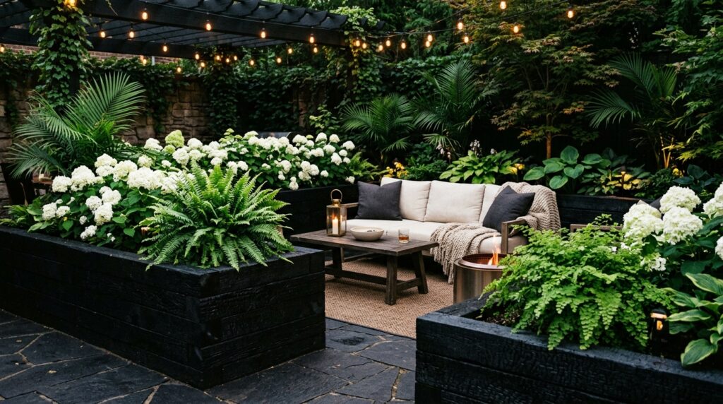 Raised Garden Bed Layouts to Frame Your Main Seating Patio patio oasis with garden beds 202606141316
