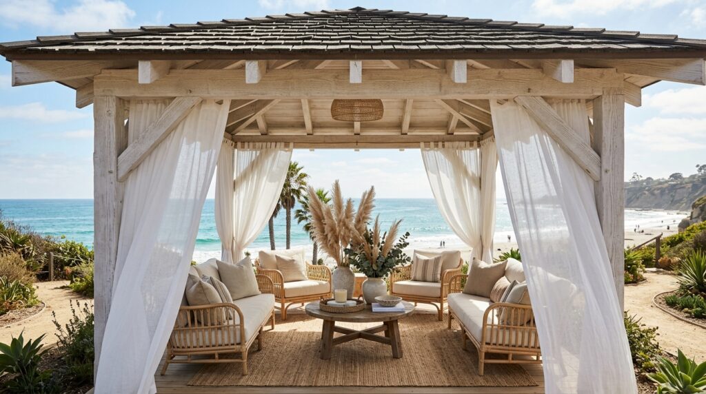 Creative Covered Patio Ideas for Year-Round Outdoor Living pavilion with rattan sofas decor 202606071413