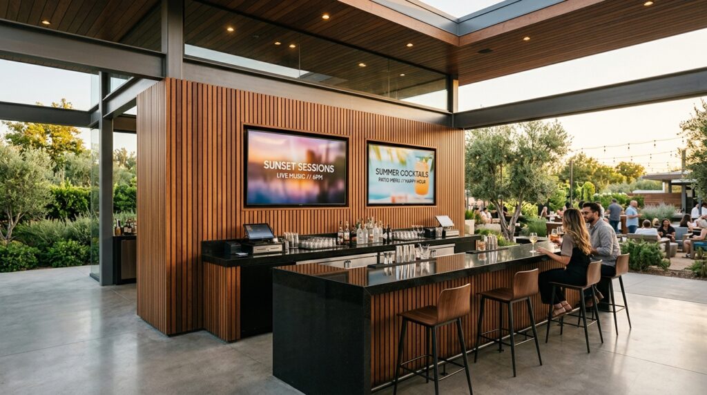 pavilion with two outdoor displays 202606171320