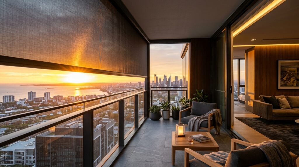 penthouse balcony sunset glare 202606072036