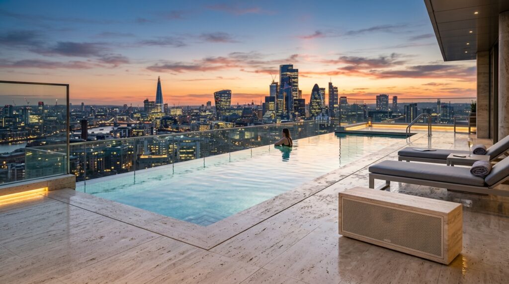 Hidden Outdoor Bluetooth Speaker Rocks for Disappearing Audio penthouse infinity pool city sky… 202606101224