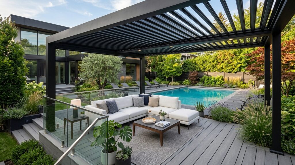 Modern Pergola Deck Ideas For Premium Backyard Luxury pergola over composite deck 202606070912