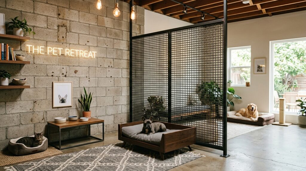 pet lounge concrete iron partition 202606131122