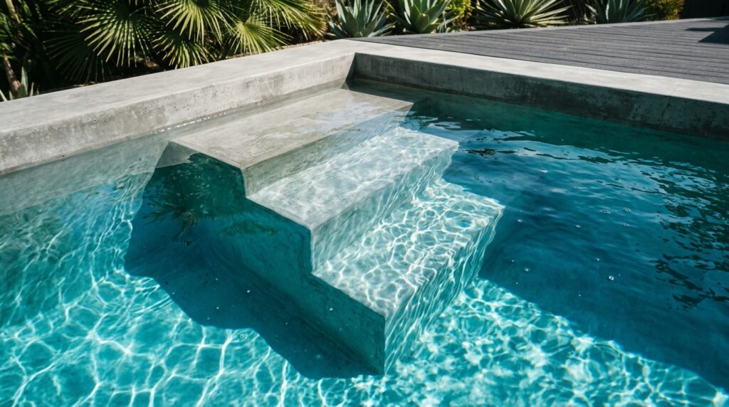 Modern Outdoor Plunge Pool Ideas For Luxury Backyard Relaxation plunge pool steps under water 202606070816