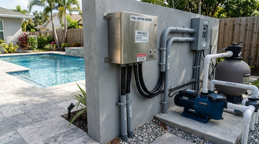 pool equipment pad transformer box 202606110404