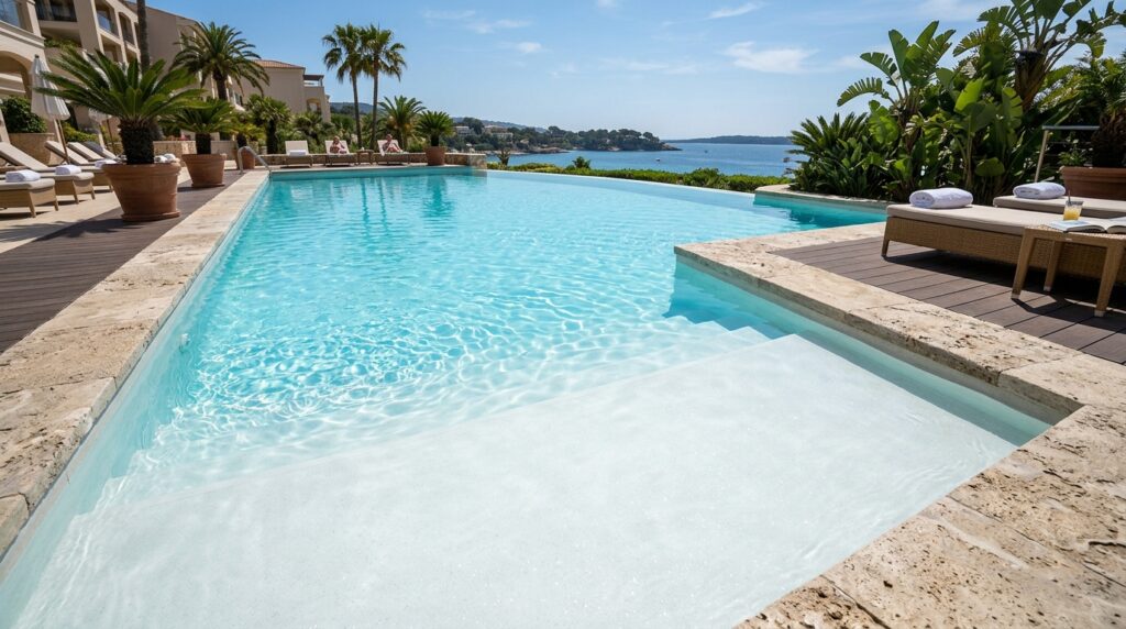 Starry-Night Fiber Optic Lights Embedded inside Concrete Pool Floors pool floor with quartzite concrete 202606101107