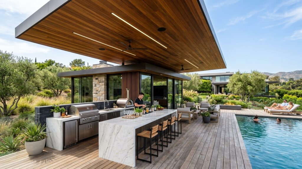 pool house with wood canopy 202606132033