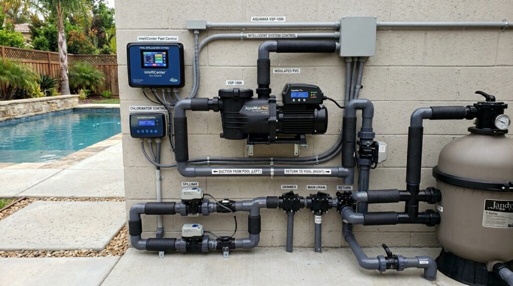 pool pump box connected pipes 202606110913